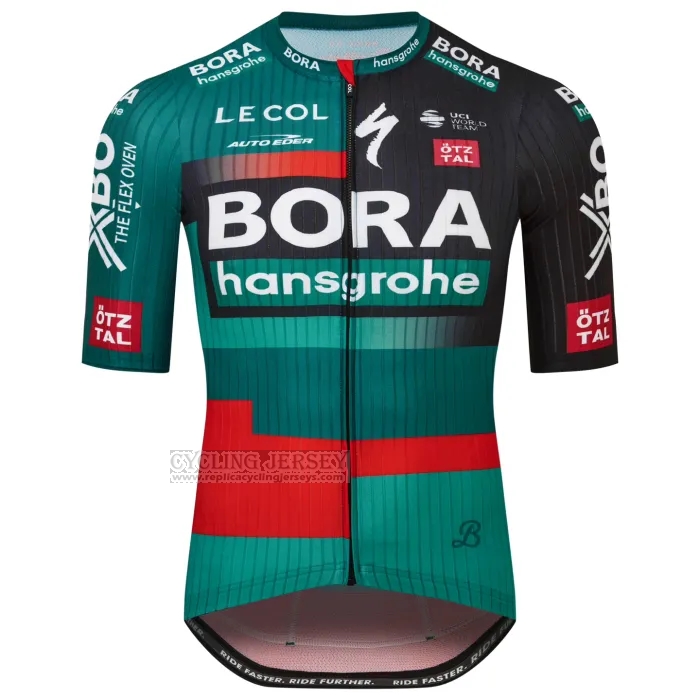 2023 Cycling Jersey Bora-Hansgrone Green Red Short Sleeve and Bib Short